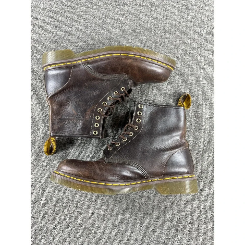Dr Martens Boots Mens Size 10 Brown Leather Lace Up Combat Work Slip Resistant